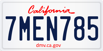 CA license plate 7MEN785