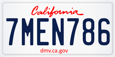 CA license plate 7MEN786