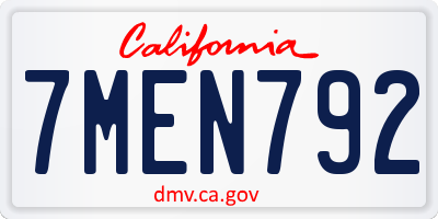 CA license plate 7MEN792