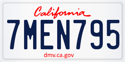 CA license plate 7MEN795