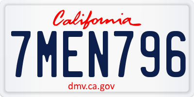 CA license plate 7MEN796