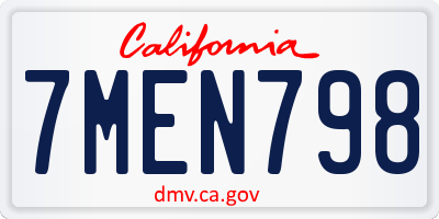 CA license plate 7MEN798