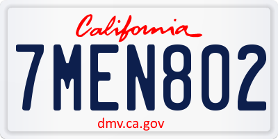 CA license plate 7MEN802