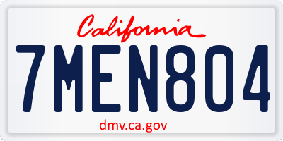 CA license plate 7MEN804