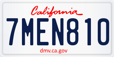 CA license plate 7MEN810