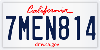 CA license plate 7MEN814