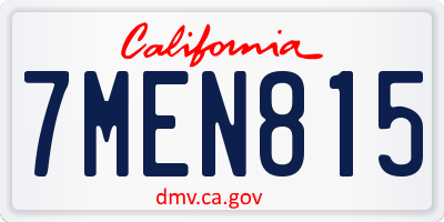 CA license plate 7MEN815