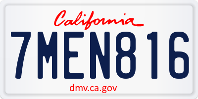 CA license plate 7MEN816