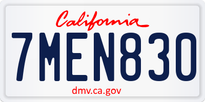 CA license plate 7MEN830