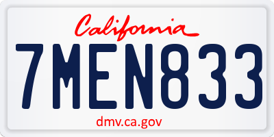 CA license plate 7MEN833