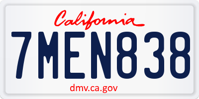 CA license plate 7MEN838