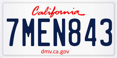CA license plate 7MEN843