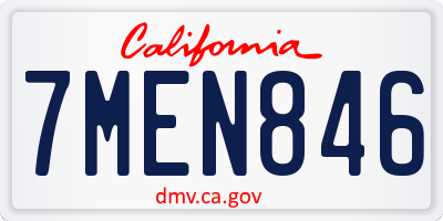 CA license plate 7MEN846