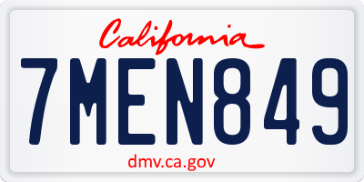CA license plate 7MEN849