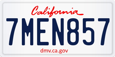 CA license plate 7MEN857