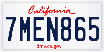 CA license plate 7MEN865