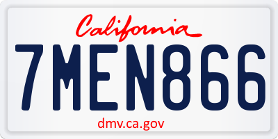 CA license plate 7MEN866
