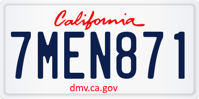 CA license plate 7MEN871