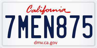 CA license plate 7MEN875