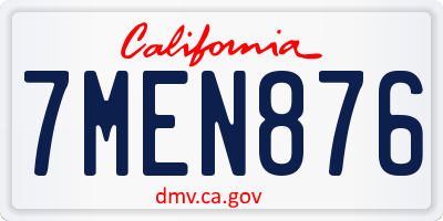 CA license plate 7MEN876