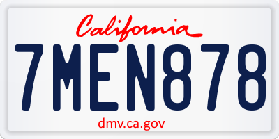 CA license plate 7MEN878