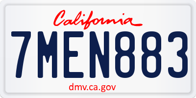 CA license plate 7MEN883