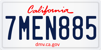 CA license plate 7MEN885