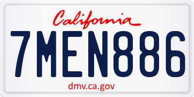 CA license plate 7MEN886
