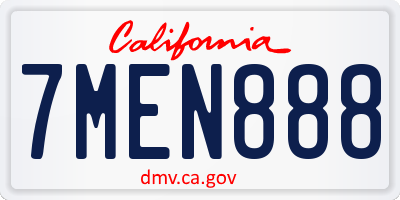 CA license plate 7MEN888
