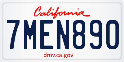 CA license plate 7MEN890