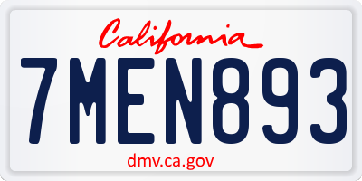 CA license plate 7MEN893