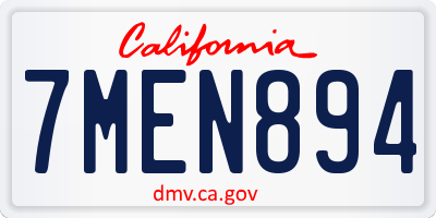CA license plate 7MEN894