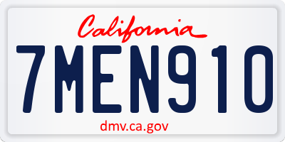 CA license plate 7MEN910