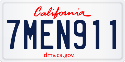 CA license plate 7MEN911