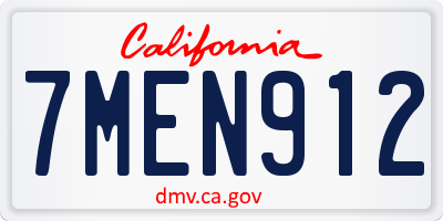 CA license plate 7MEN912
