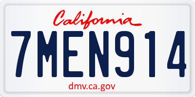 CA license plate 7MEN914