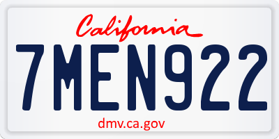CA license plate 7MEN922