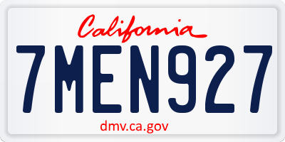 CA license plate 7MEN927