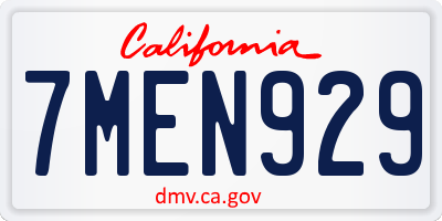 CA license plate 7MEN929