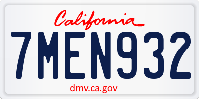 CA license plate 7MEN932