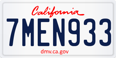 CA license plate 7MEN933