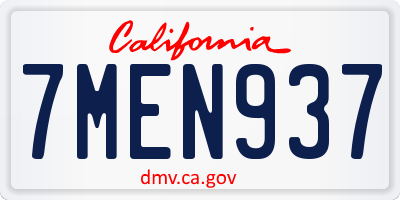 CA license plate 7MEN937