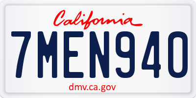 CA license plate 7MEN940