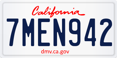 CA license plate 7MEN942