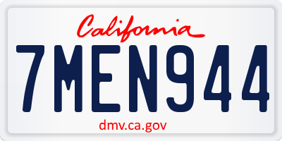 CA license plate 7MEN944