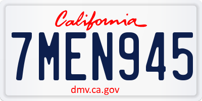 CA license plate 7MEN945