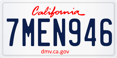 CA license plate 7MEN946