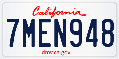 CA license plate 7MEN948
