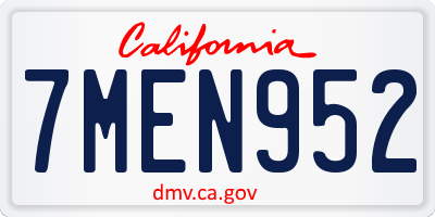 CA license plate 7MEN952