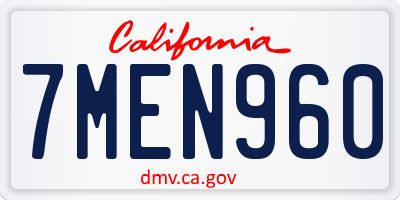 CA license plate 7MEN960